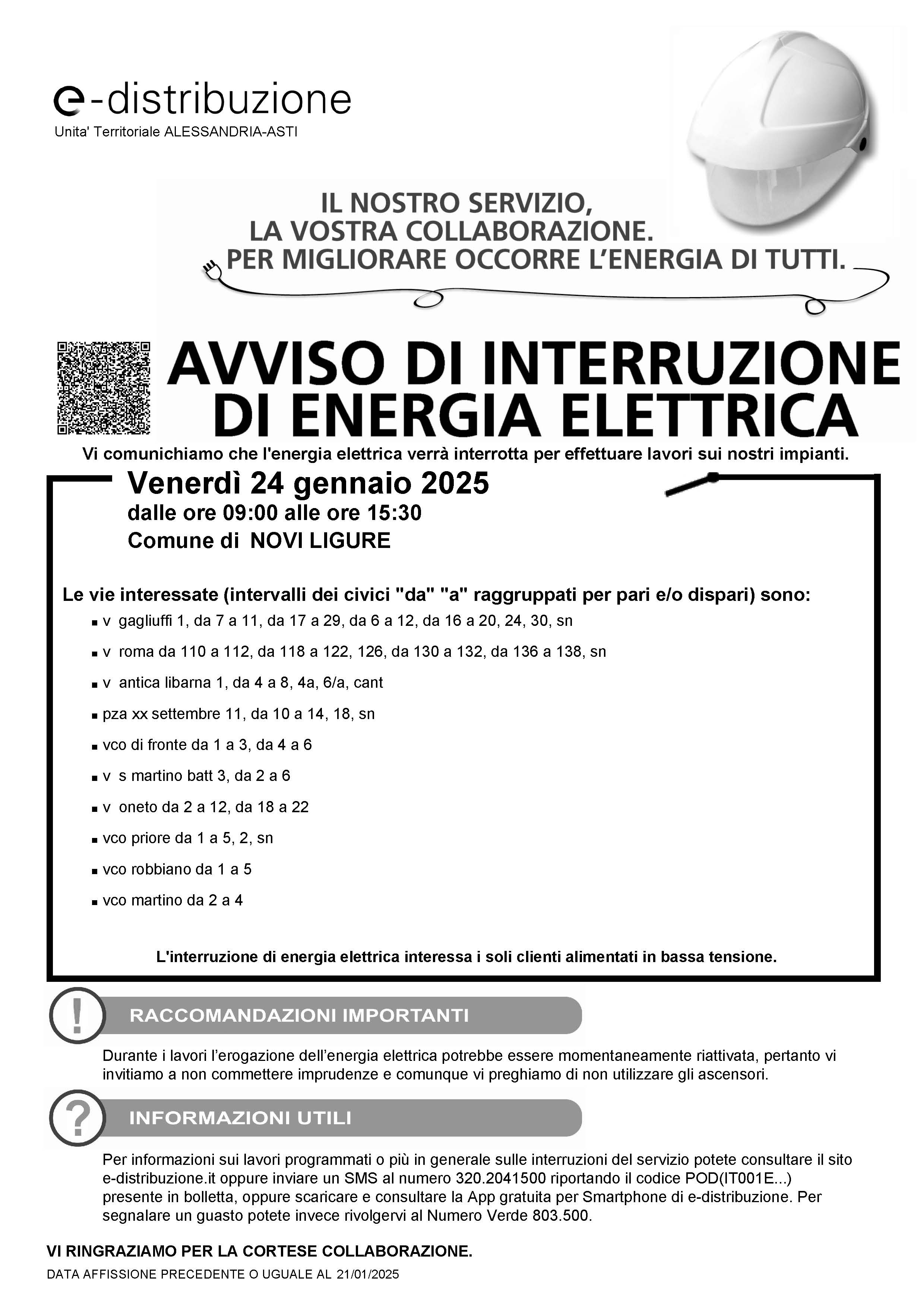 Interruzione energia elettrica