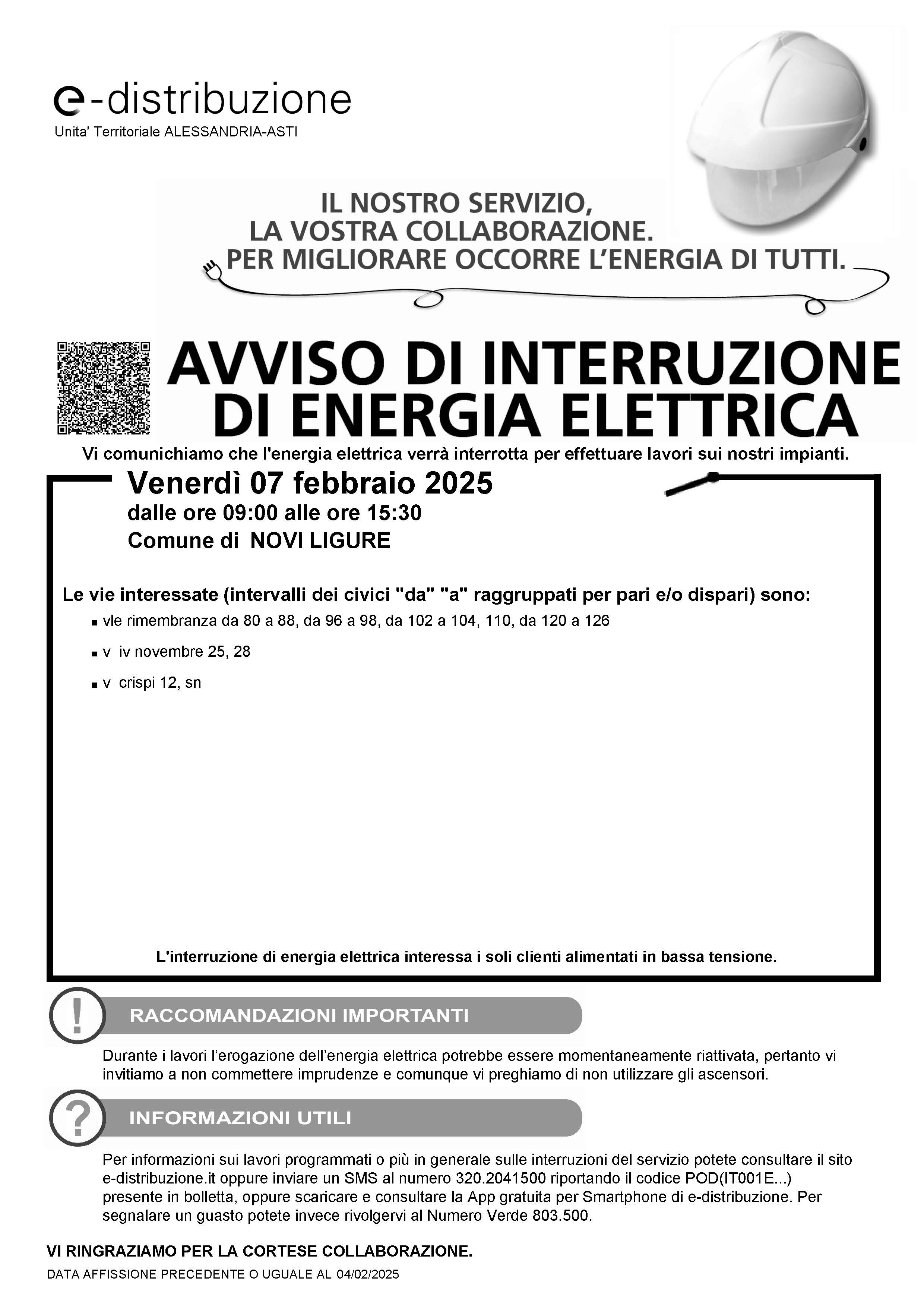 Interruzione energia elettrica