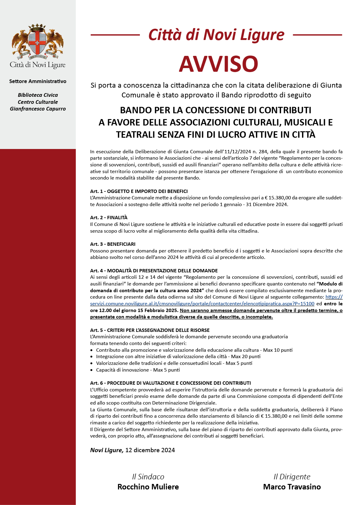 Contributi associazioni culturali