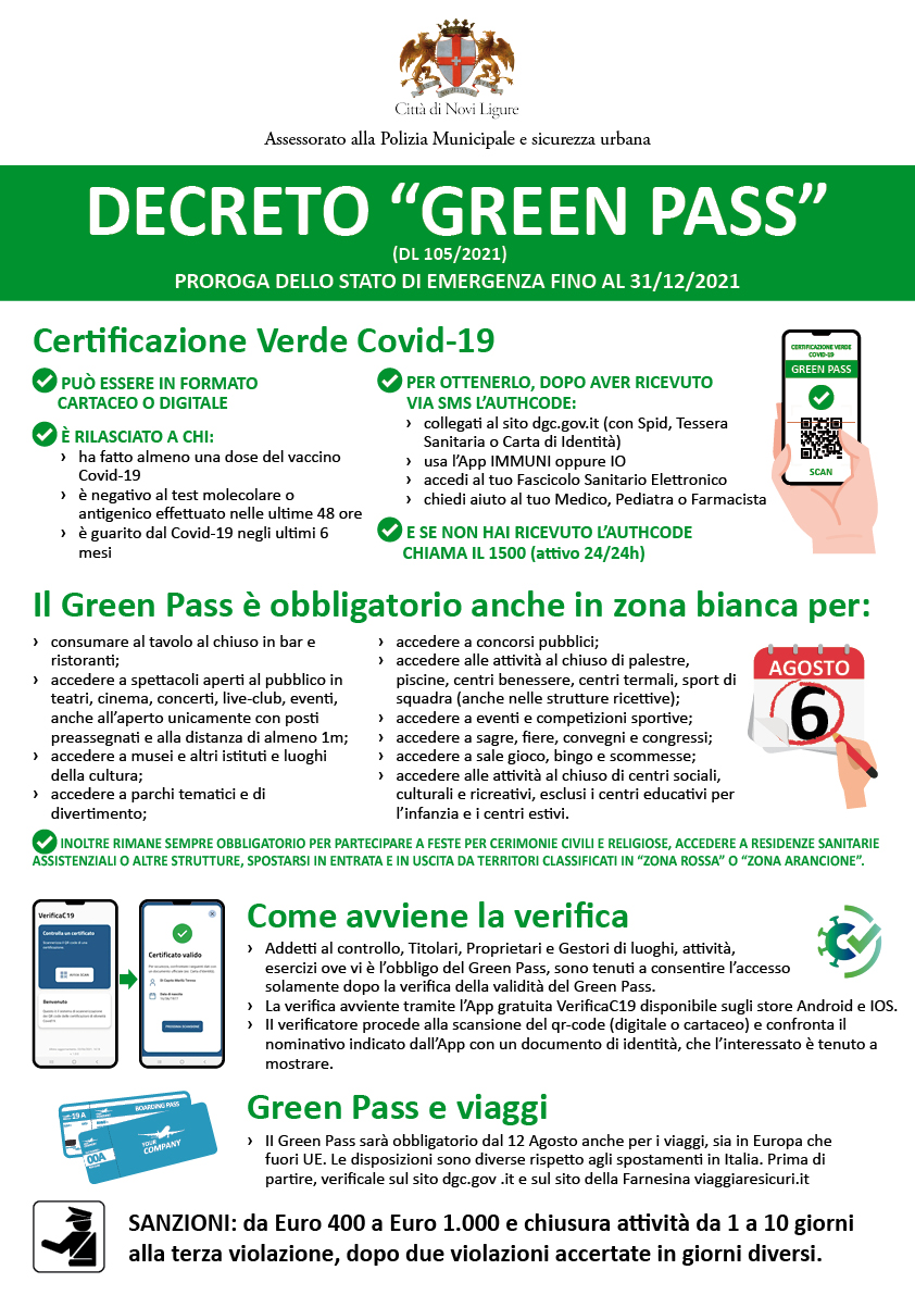 Green pass per accesso a eventi