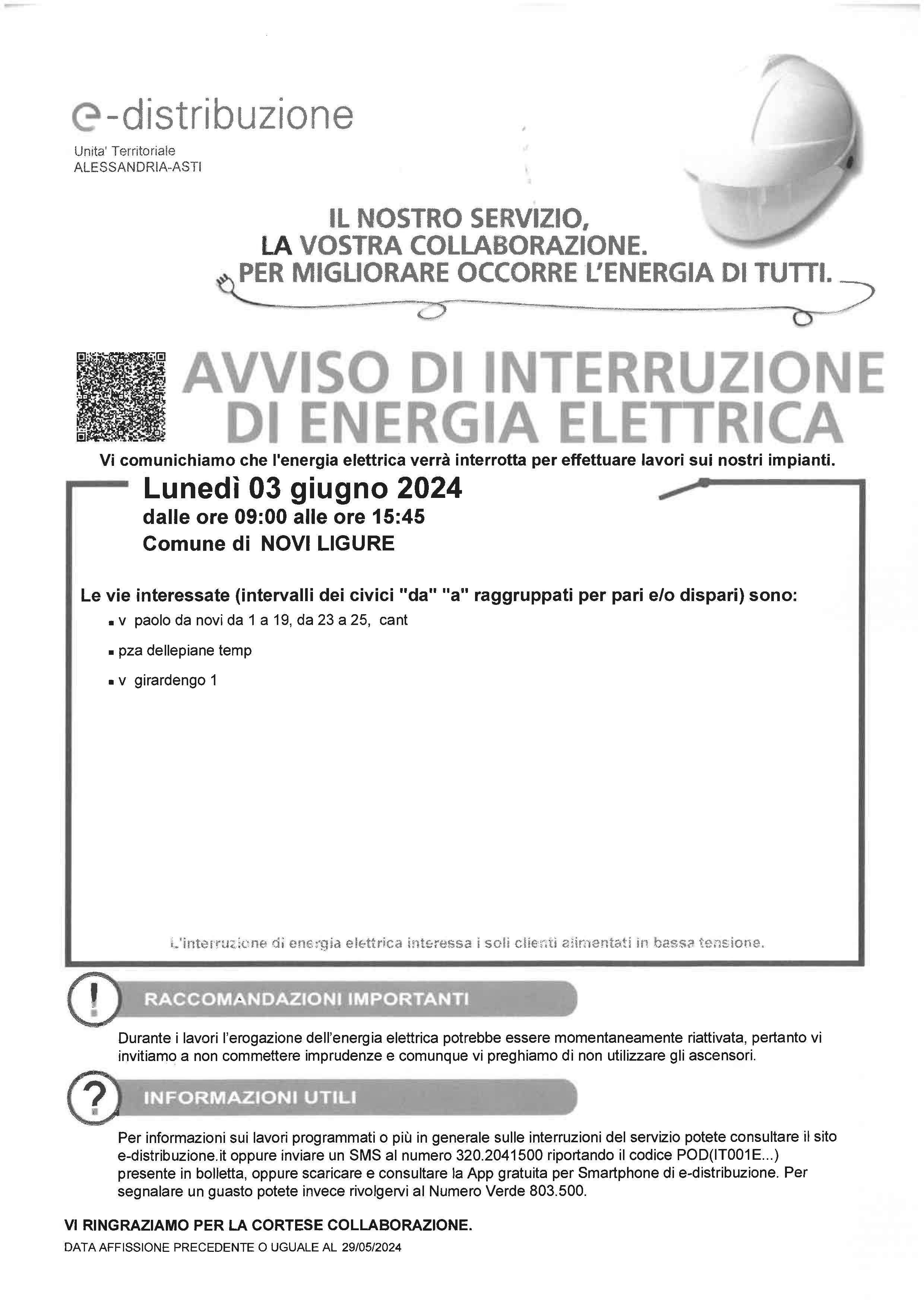 Interruzione energia elettrica