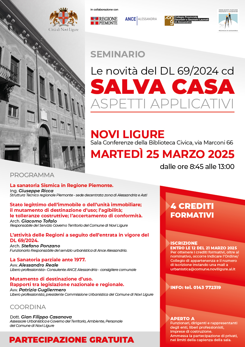 Decreto Salva Casa, seminario gratuito