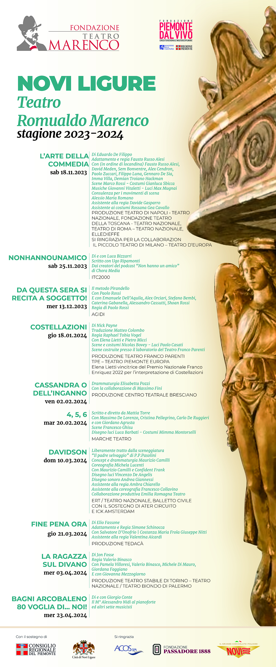 Teatro Marenco, al via la nuova stagione di prosa
