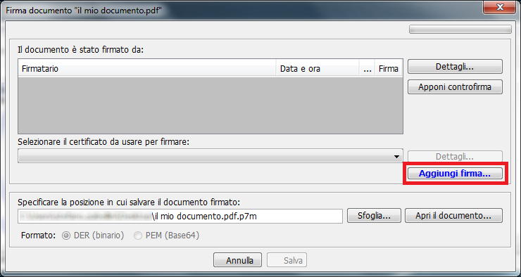 Inserimento del PIN